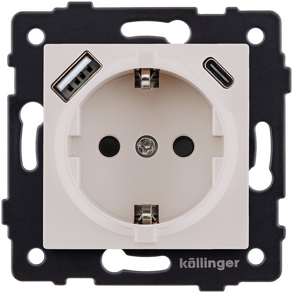 

Розетка штепсельная SCHUKO 16A/250 В с USB A+C 20W, кашемир матовый Kollinger REA-004CM для Aspekt, Eleganz, Reflex, Aspekt REA-004CM