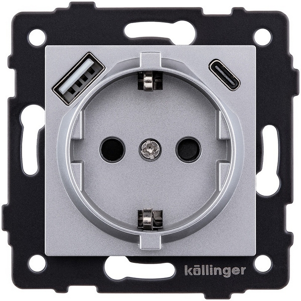 

Розетка штепсельная SCHUKO 16A/250 В с USB A+C 20W, серый Kollinger REA-004GY для Aspekt, Eleganz, Reflex, Aspekt REA-004GY