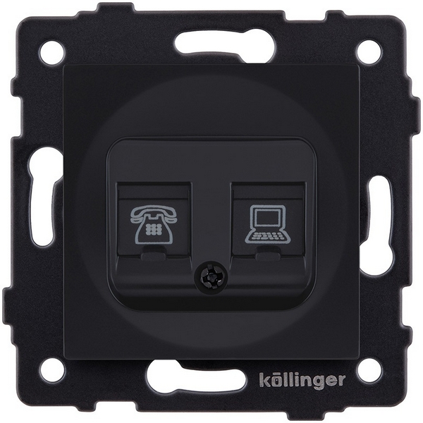 

Розетка двойная RJ11 + RJ45 черный матовый Kollinger REA-011BM для Aspekt, Eleganz, Reflex, Aspekt REA-011BM