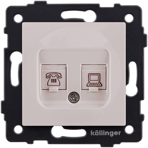Изображение товара Двойная розетка Kollinger REA-011CM для Ethernet и RJ-11 с матовым кашемировым покрытием