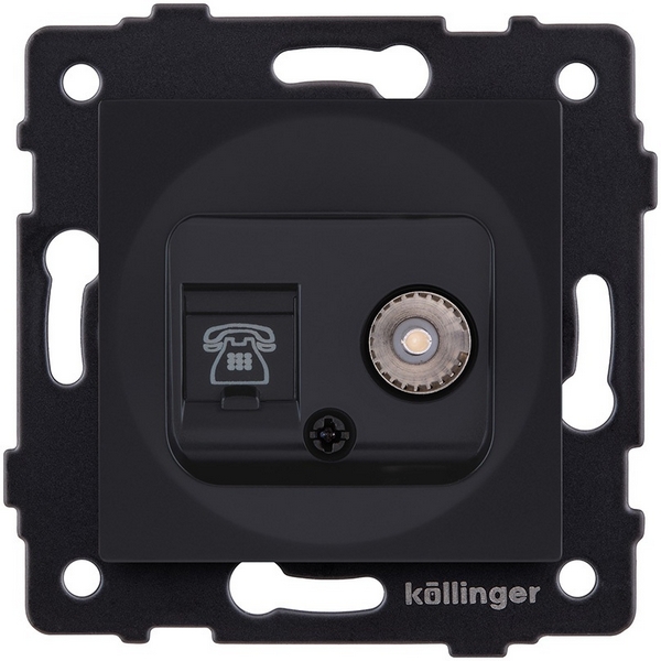 

Розетка двойная TV (мама) + телефонная розетка RJ11, черный матовый Kollinger REA-013BM для Aspekt, Eleganz, Reflex, Aspekt REA-013BM