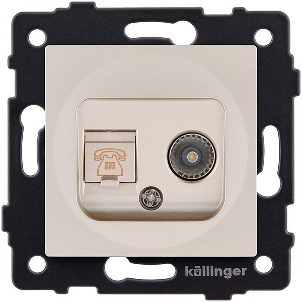Изображение товара Розетка двойная TV и телефонная RJ11 Kollinger REA-013GD золото