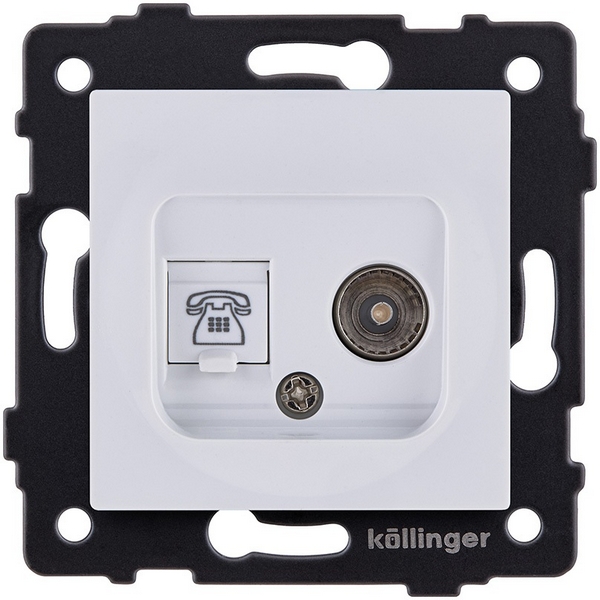 Изображение товара Розетка двойная TV и телефонная RJ11 белая Kollinger REA-013WH