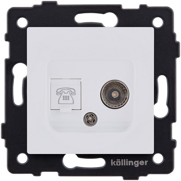 

Розетка двойная TV (мама) + телефонная розетка RJ11, белый матовый Kollinger REA-013WM для Aspekt, Eleganz, Reflex, Aspekt REA-013WM
