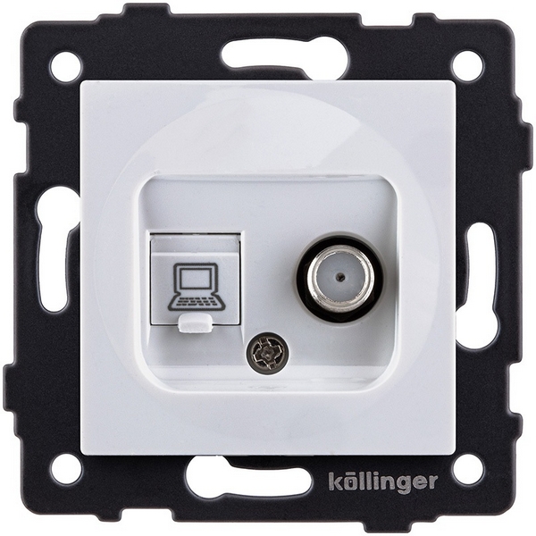 Изображение товара Розетка двойная спутниковая SAT + RJ45 Kollinger REA-014WH белый