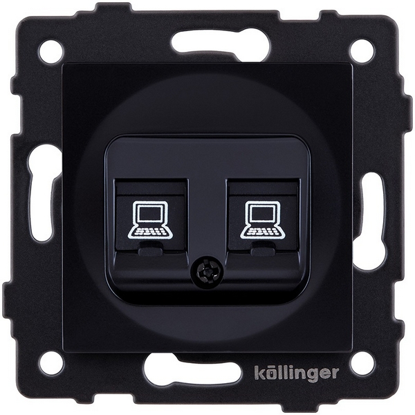 Изображение товара Розетка двойная Ethernet RJ45 черная Kollinger REA-015BK для Aspekt, Eleganz, Reflex