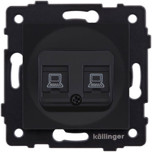 Изображение товара Розетка двойная Ethernet RJ45 черный матовый Kollinger REA-019BM