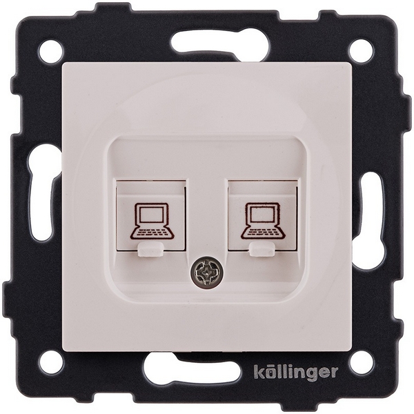 

Розетка двойная Ethernet RJ45 кашемир матовый Kollinger REA-019CM для Aspekt, Eleganz, Reflex, Aspekt REA-019CM