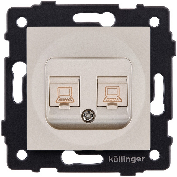 Изображение товара Двойная Ethernet RJ45 розетка Kollinger REA-019GD золотое покрытие для систем Aspekt Eleganz Reflex