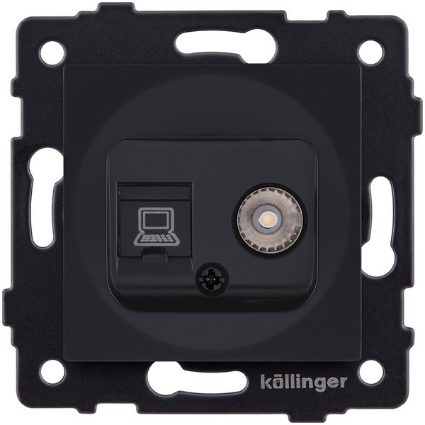 Изображение товара Розетка двойная TV и RJ45 Kollinger REA-021BM черный матовый для Aspekt