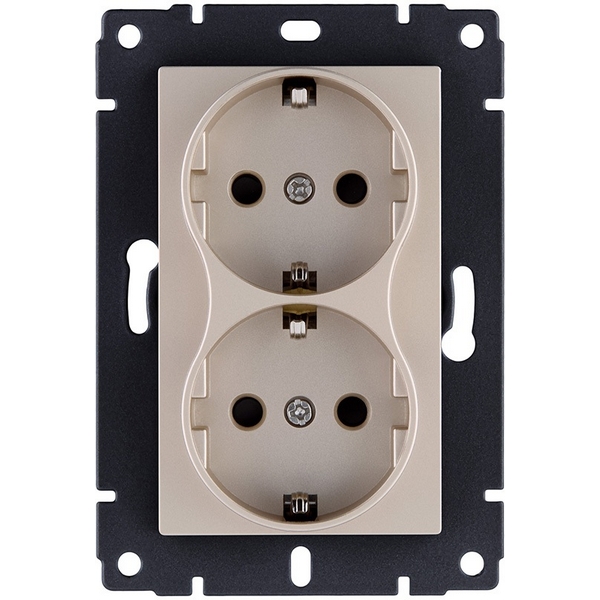 Изображение товара Розетка штепсельная SCHUKO двойная Kollinger REA-032GD золото с заземлением 16А 250В