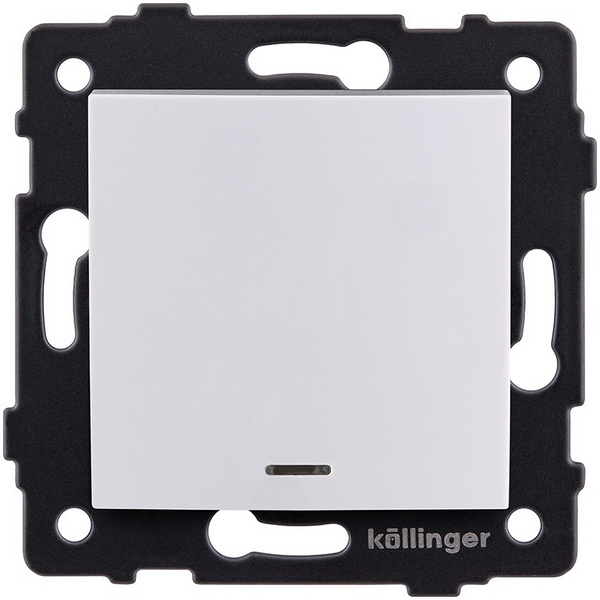 Изображение товара Выключатель 1-клавишный 10А/250В с LED подсветкой белый Kollinger REA-R-002WH