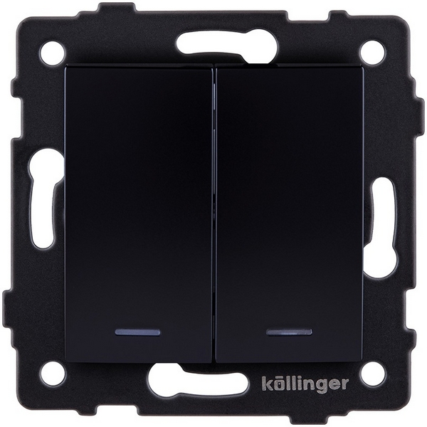 

Выключатель 2-клавишный 10А/250В с LED подсветкой, изогнутый, черный Kollinger REA-R-008BK для Aspekt, Eleganz, Reflex, Aspekt REA-R-008BK