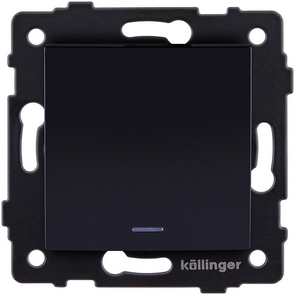 Изображение товара Выключатель кнопочный 1-клавишный с LED подсветкой 10А/250В Kollinger REA-R-013BK