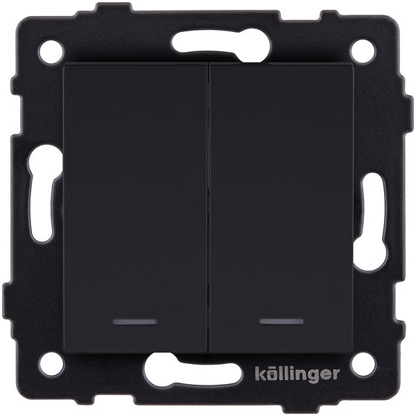 

Выключатель 2-клавишный 10А/250В с LED подсветкой, черный матовый Kollinger REA-S-008BM для Aspekt, Eleganz, Reflex, Aspekt REA-S-008BM