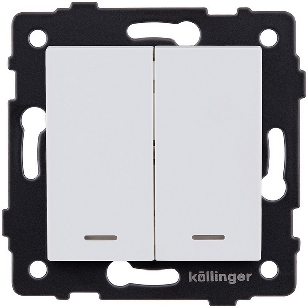 

Выключатель 2-клавишный 10А/250В с LED подсветкой, белый матовый Kollinger REA-S-008WM для Aspekt, Eleganz, Reflex, Aspekt REA-S-008WM