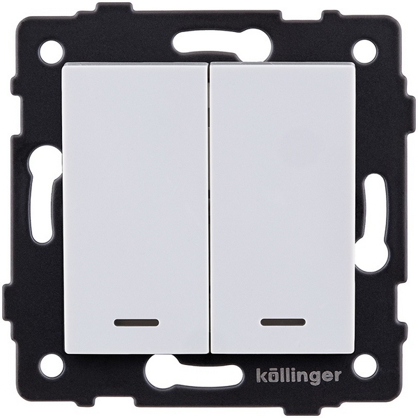 

Выключатель 2-клавишный проходной 10А/250В с LED подсветкой, белый Kollinger REA-S-010WH для Aspekt, Eleganz, Reflex, Aspekt REA-S-010WH