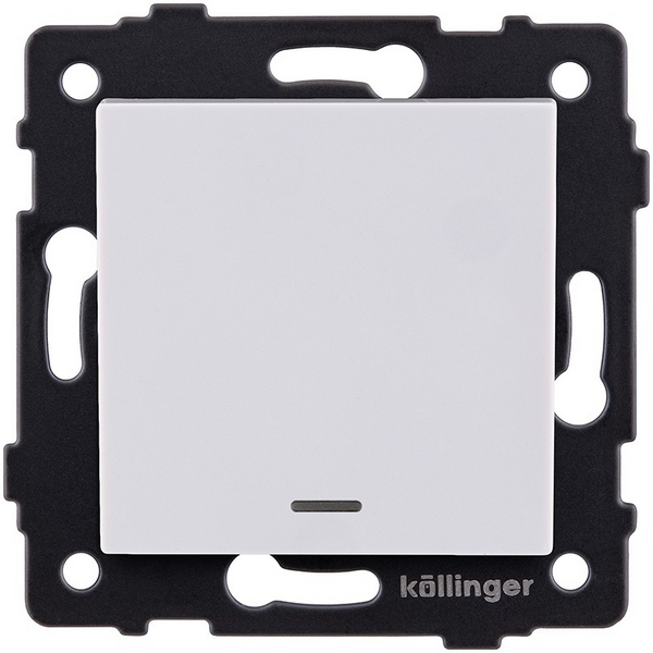 

Выключатель кнопочный 1-клавишный 10А/250В с LED подсветкой, белый Kollinger REA-S-013WH для Aspekt, Eleganz, Reflex, Aspekt REA-S-013WH