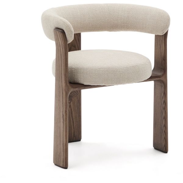 

Granite Стул на 3 ножках из бежевого шенилла и массива ясеня в отделке орех La Forma (ex Julia Grup) арт.207763, Бежевый, granite 207763