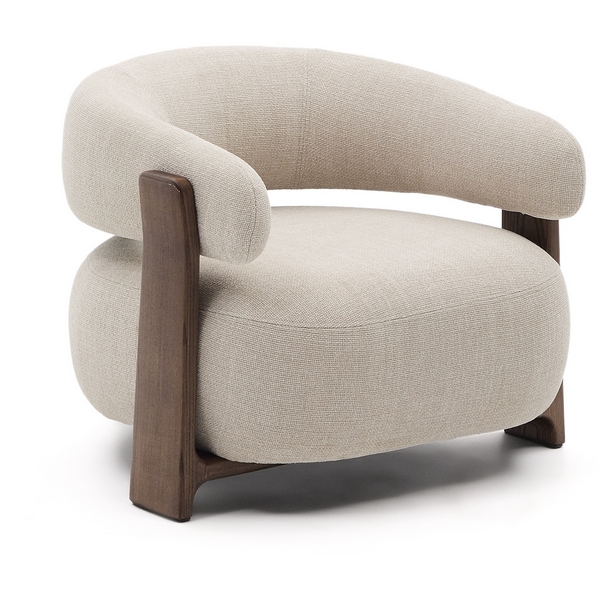 

Granite Кресло из бежевого шенилла и массива ясеня в отделке орех арт.207783 La Forma (ex Julia Grup), Бежевый, granite 207783