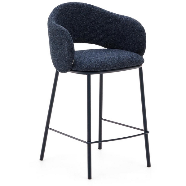 

Полубарный стул Maina из синей ткани и стальными ножками с синей отделкой 65 арт.209177 La Forma (ex Julia Grup), Синий, Maina 209177