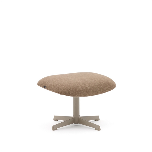 Изображение товара Вращающийся пуф светло-коричневого цвета с серой отделкой металла