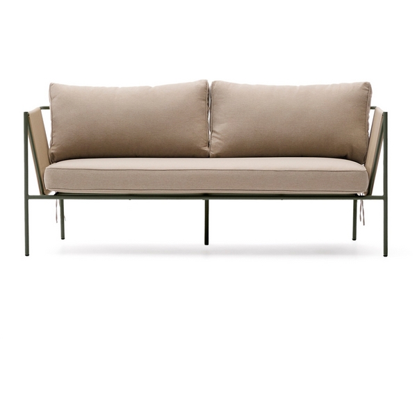 Уличный 2-х местный диван Zivia из веревки цвета экрю и стали зеленого цвета арт.254524 La Forma (ex Julia Grup)