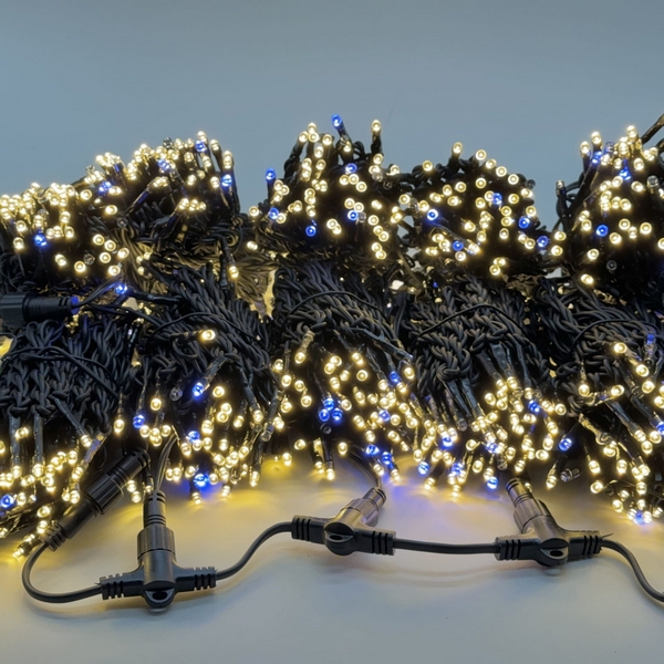 

Комплект 5 тепло-белых Нитей по 20м с мерцанием белого диода, 1000 LED, провод черный каучук 2,3мм, IP54 Laitcom ECO1000BLW-11-1WW, Комплекты (Спайдеры) ECO1000BLW-11-1WW