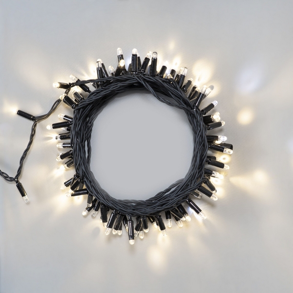 

Гирлянда светодиодная led нить 10м тепло-белая с мерцанием белого диода 220В, 100 LED, провод черный каучук 2,3мм, IP65 Laitcom ECO100BLW-1-2WW, Нить ECO100BLW-1-2WW