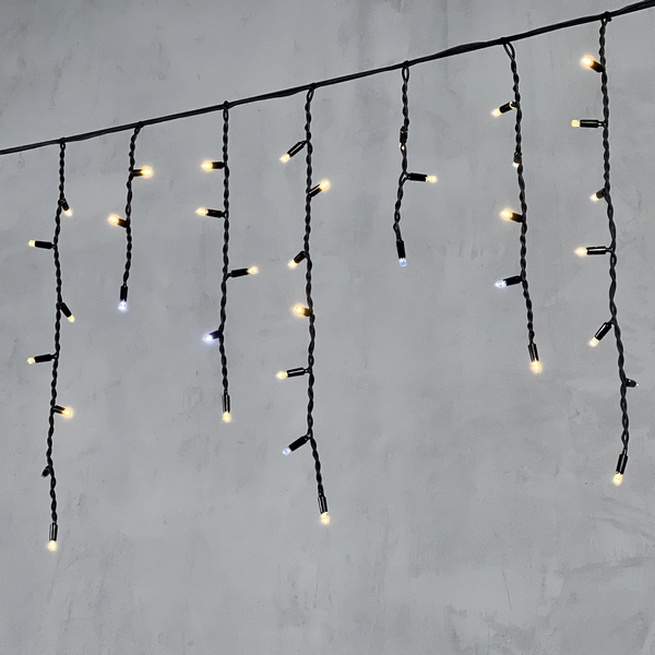 

Гирлянда Бахрома 3,1 x 0,5 м белая с мерцанием белого диода 220В, 120 LED, провод черный каучук, IP65 Laitcom LL120BLW-1-2W, Бахрома LL120BLW-1-2W