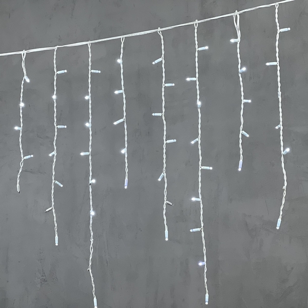 

Гирлянда Бахрома 3,2 x 0,9 м белая с мерцанием белого диода 220В, 168 LED, провод белый каучук, IP65 Laitcom LL168BLW-8-2W, Бахрома LL168BLW-8-2W