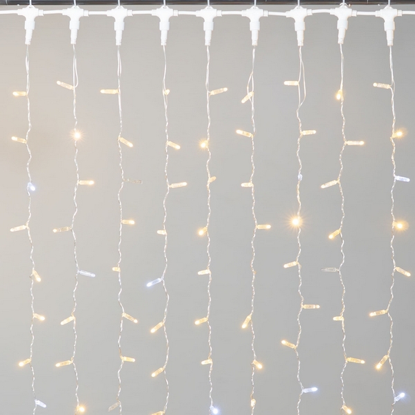 

Гирлянда Занавес с колпачком 2 x 2 м тепло-белый с мерцанием белого диода 220В, 400 LED, провод прозрачный ПВХ, IP65 Laitcom PCL402BLWCAP-10-2WW, Занавес PCL402BLWCAP-10-2WW