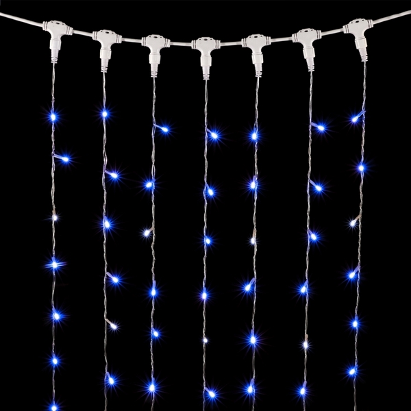 

Гирлянда Занавес 2 x 3 м Синий с Мерцанием Белого Диода 220В, 600 LED, Провод Прозрачный ПВХ, IP54 Laitcom, Занавесы PCL602BLW-10-2B