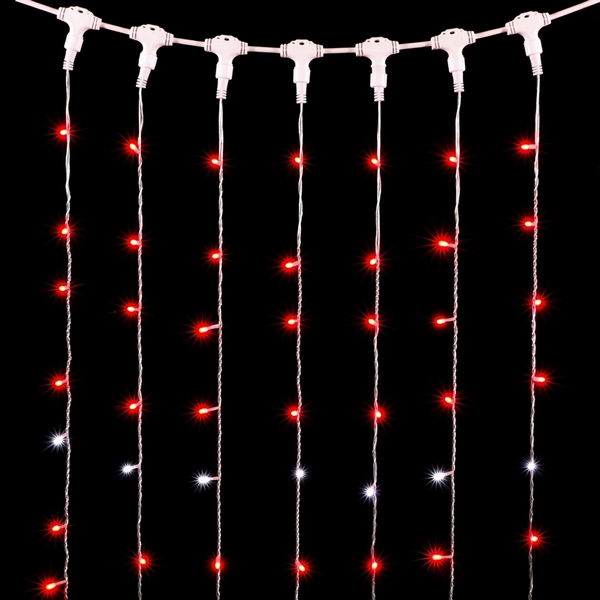 

Гирлянда Занавес x 3 м Красный с Мерцанием Белого Диода 220В, LED, Провод Прозрачный ПВХ, IP54 Laitcom Занавесы PCL602BLW-10-2R, Занавесы PCL602BLW-10-2R