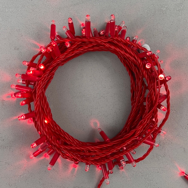 

Гирлянда Нить с колпачком 10м красная 220В, 100 LED, провод красный ПВХ, IP65 Laitcom PST100CAP-R-2R, Нить PST100CAP-R-2R