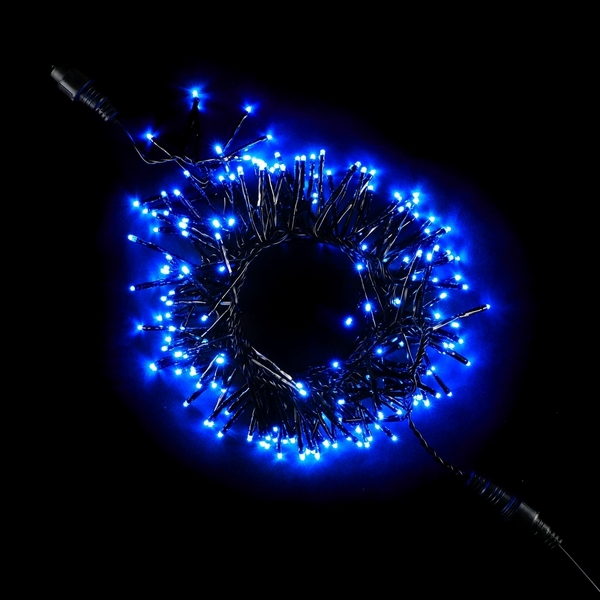 Гирлянда Кластерная с Мини Диодами 2,4м Синяя 220В, LED, Провод Черный ПВХ, IP54 Laitcom Нити (на ёлку) WS-08091501-B