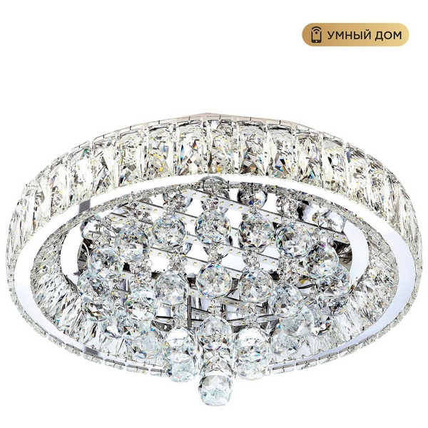 

Потолочная люстра светодиодная хрустальная с пультом и управлением смартфоном с регулировкой цветовой температуры и яркости LED4U L032-500, Хром;прозрачный, L032-500