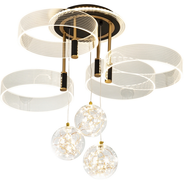 

Потолочная люстра светодиодная на штанге с пультом с регулировкой цветовой температуры и яркости LED4U LED4U L1040-750 BK, Золото, LED4U L1040-750 BK