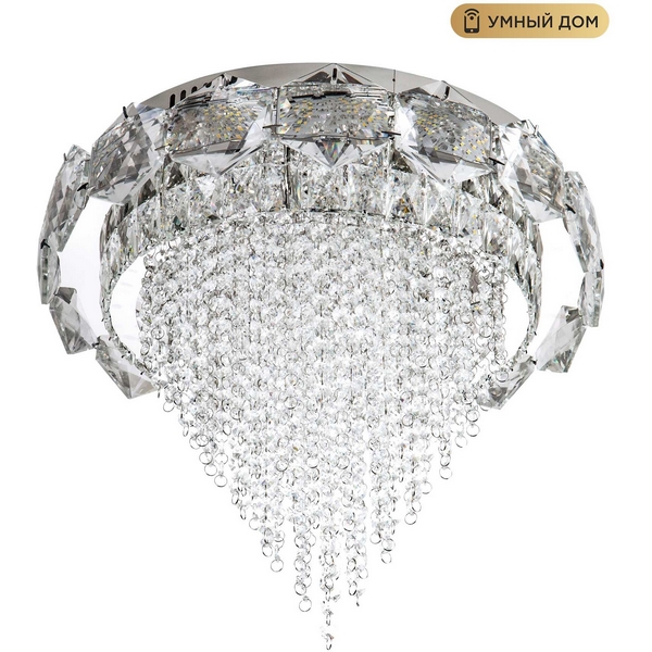 

Потолочная люстра светодиодная хрустальная с пультом и управлением смарфоном с регулировкой цветовой температуры и яркости LED4U LED4U L9428-500 с функцией УД, Хром;прозрачный, LED4U L9428-500 с функцией УД