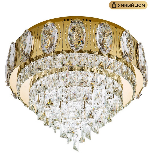 

Потолочная люстра светодиодная хрустальная с пультом и управлением смарфоном с регулировкой цветовой температуры и яркости LED4U LED4U L9438-500 GD с УД, Прозрачный;золото, LED4U L9438-500 GD с УД