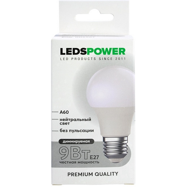 

Лампочка светодиодная E27 9Вт 4000K диммируемая LEDS POWER 006567 LEDS Power, 006567
