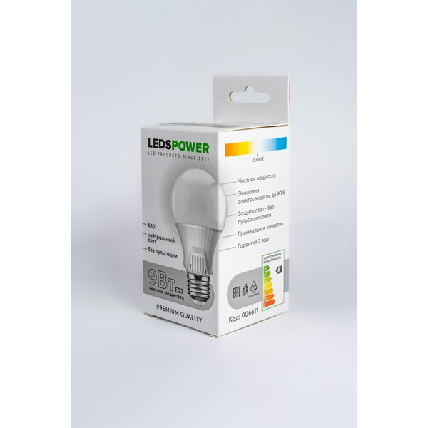 

Лампочка светодиодная E27 9Вт 4000K LEDS POWER 006611 LEDS Power, 006611