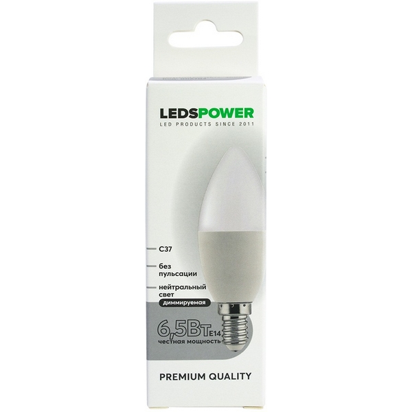 

Лампочка светодиодная E14 6,5Вт 4000K диммируемая LEDS POWER 006703 LEDS Power, 006703