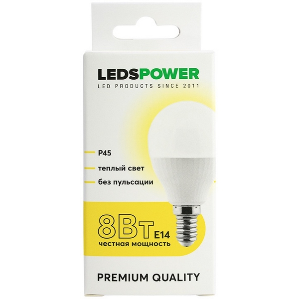 

Лампочка светодиодная E14 8Вт 3000K LEDS POWER 006734 LEDS Power, 006734