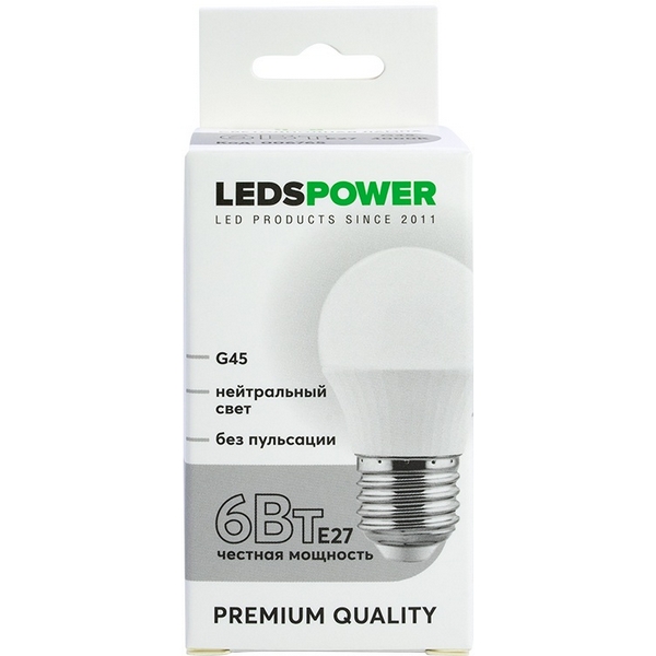 

Лампочка светодиодная E27 6Вт 4000K LEDS POWER 006765 LEDS Power, 006765