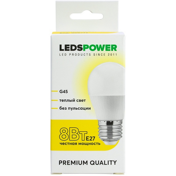 

Лампочка светодиодная E27 8Вт 3000K LEDS POWER 006772 LEDS Power, 006772