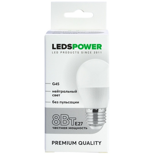 

Лампочка светодиодная E27 8Вт 4000K LEDS POWER 006789 LEDS Power, 006789