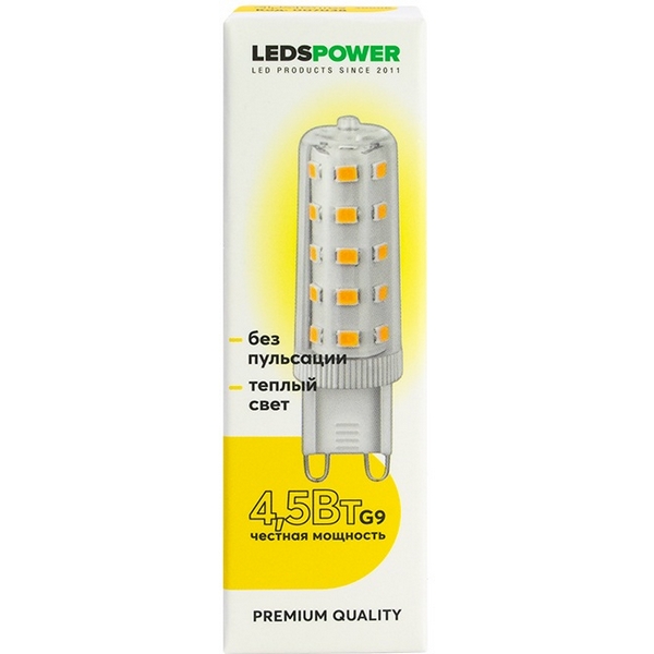 

Лампочка светодиодная G9 4,5Вт 3000K LEDS POWER 007038 LEDS Power, 007038