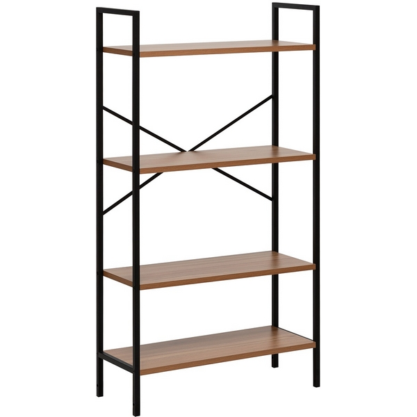 Изображение товара Стеллаж Leset Стилвуд 24 широкий 4 полки мебель для хранения стильный черный металл ЛДСП
