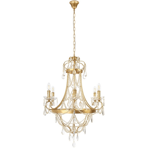 

Подвесная люстра со стеклянными подвесками в форме подсвечника Loft It Foil 10430/6, Золото, Foil 10430/6